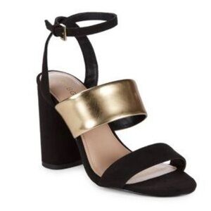 BCBGeneration Black and Gold Chunky Heel